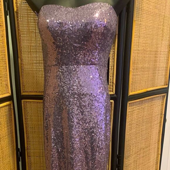 Lulus Lilac Sequin Strapless Maxi Dress NWT Size Medium Holiday Party NYE Gown - Picture 4 of 14